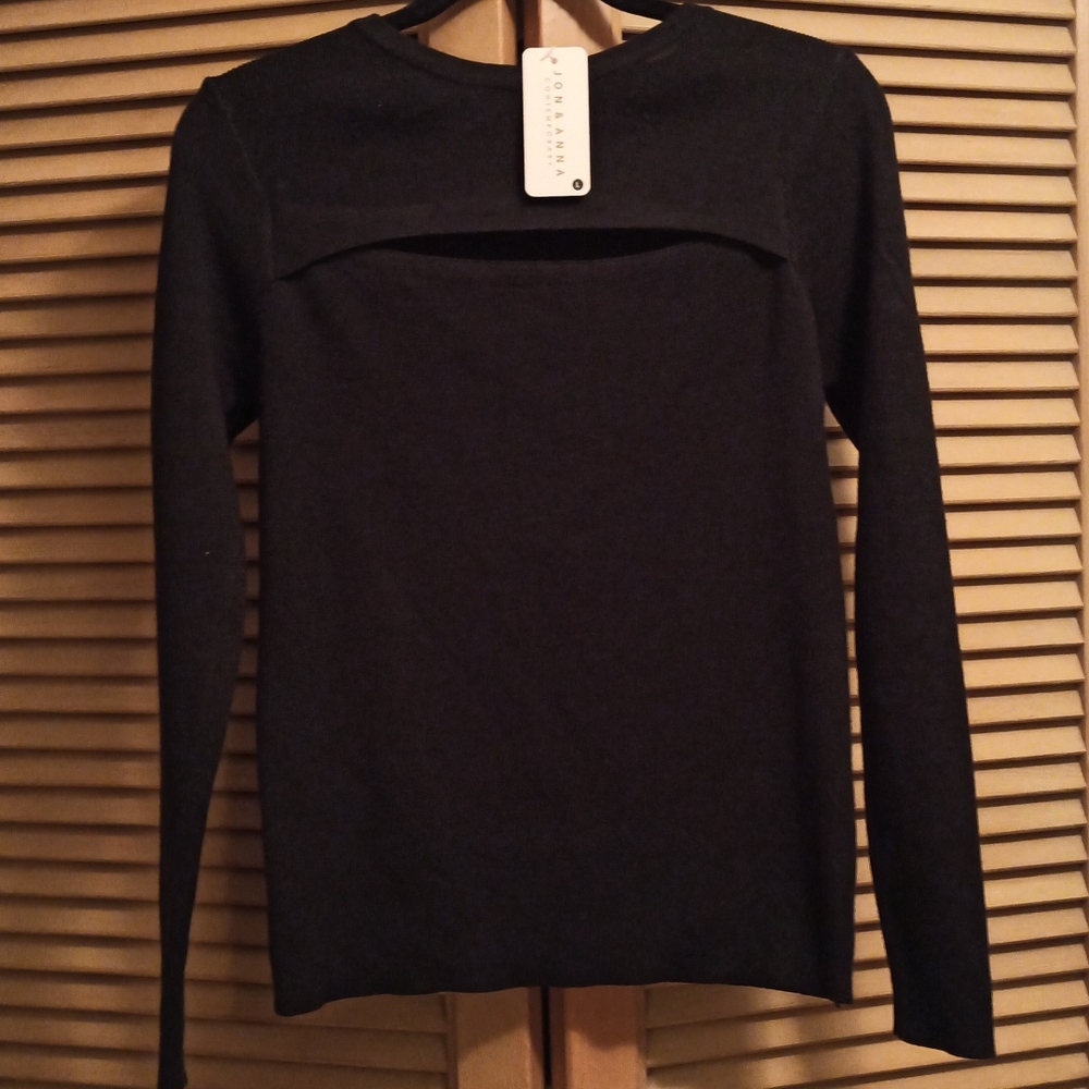 Jon & Anna Peek a Boo Black Sweater/ Top Large NWT